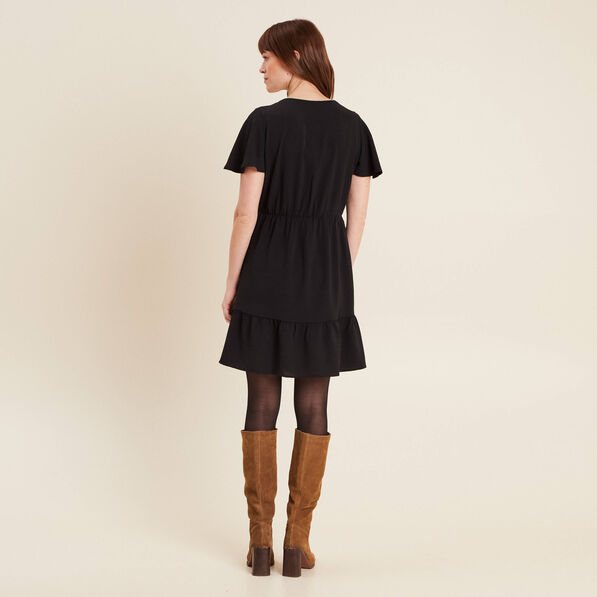 robe evasee manches courtes noir femme Robe évasée manches courtes noir femme