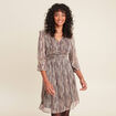 Robe évasée manches 3/4 rose femme