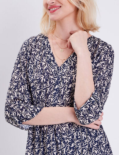 Blouse manches 3/4 noir femme