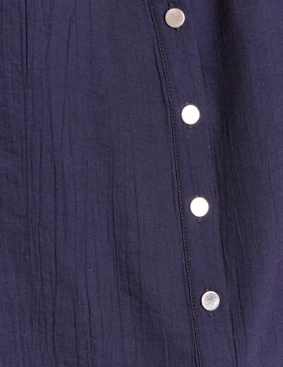 Blouse ample col v manches 3/4 bleu marine femme