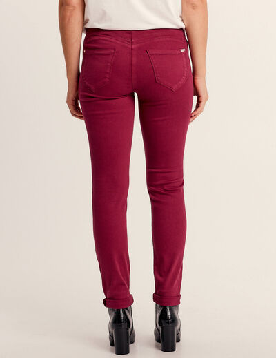 Jean magique ajusté taille standard rouge foncé femme