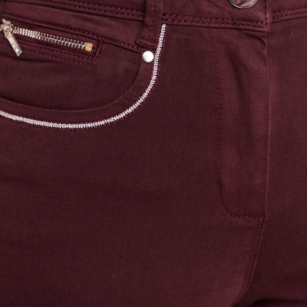 Pantalon droit taille haute bordeaux femme