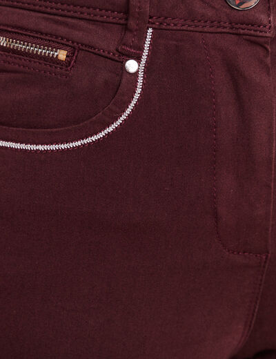 Pantalon droit taille haute bordeaux femme