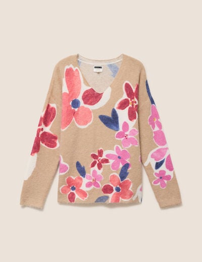 Pull manches longues beige femme