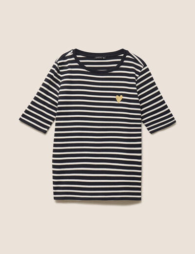 T-shirt col rond noir femme