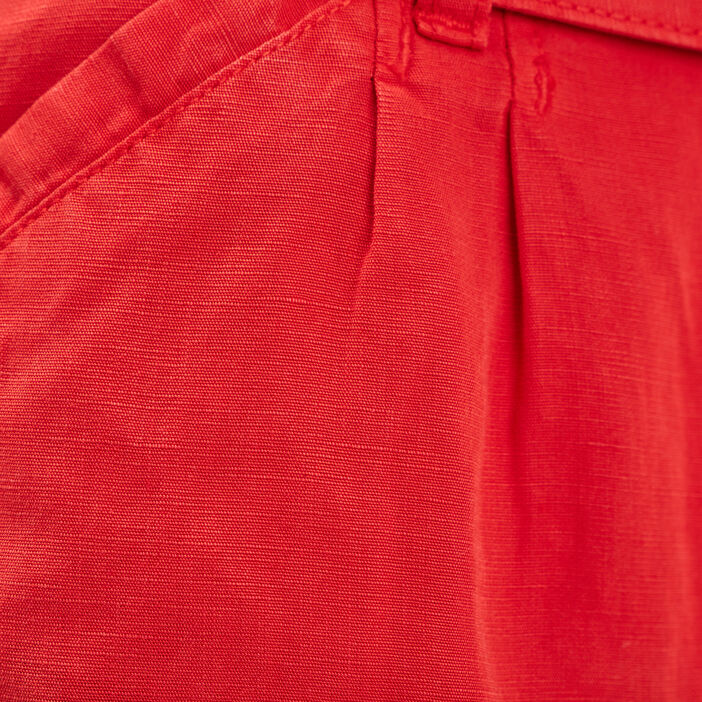 Short évasé taille haute rouge femme