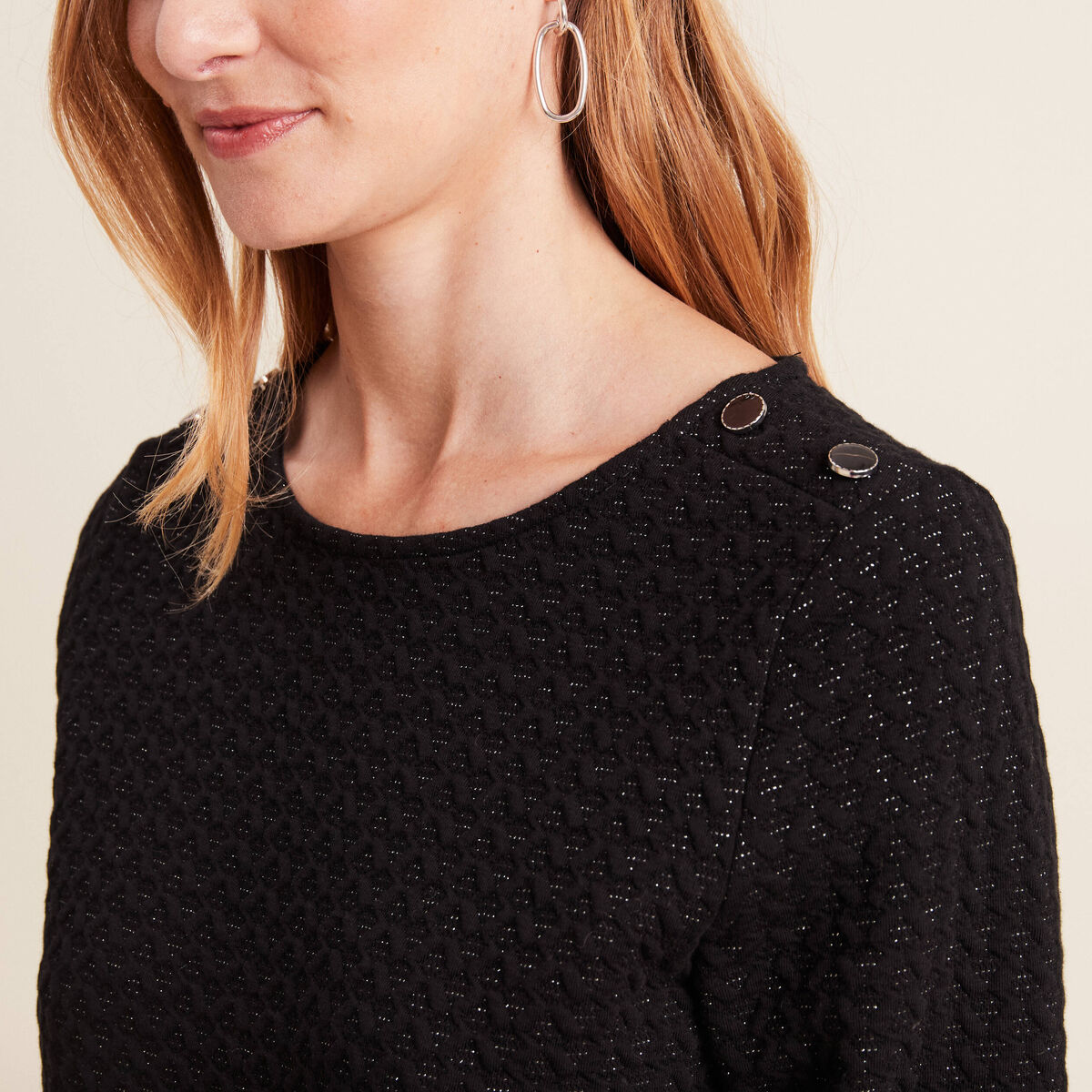 Robe droite manches 3/4 noir femme
