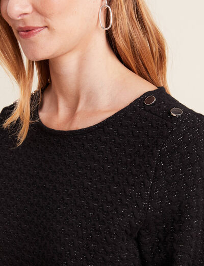 Robe droite manches 3/4 noir femme