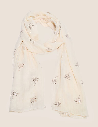 Foulard effet froiss&eacute; ivoire femme