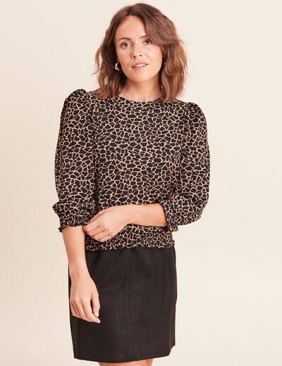 T-shirt manches 3/4 noir femme