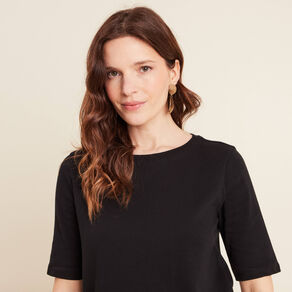T-shirt manches coude noir femme