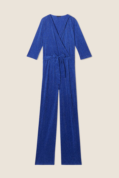 Combinaison pantalon plissée bleu roi femme