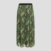 Jupe longue droite plissée vert femme