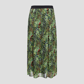 Jupe longue droite plissée vert femme