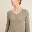 Pull manches longues col en V vert clair femme