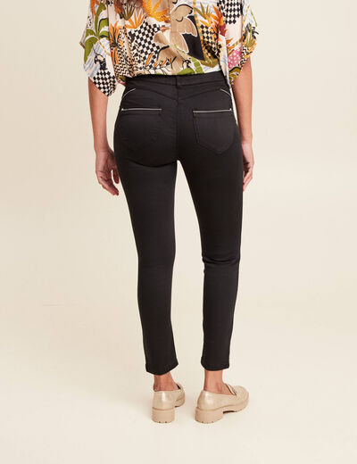Pantalon coupe ajust&eacute;e taille haute noir femme