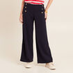 Pantalon coupe large &agrave; pont bleu fonc&eacute; femme