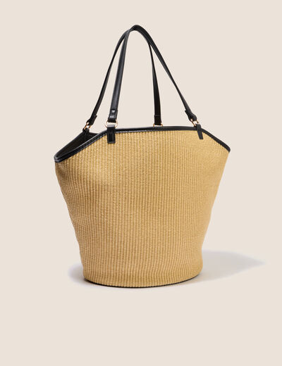 Panier en bandouli&egrave;re doubl&eacute; ecru femme