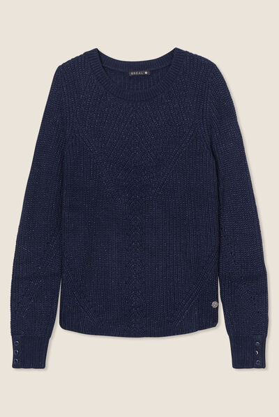 Pull manches longues bleu marine femme