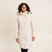Doudoune déperlante longue à capuche beige femme
