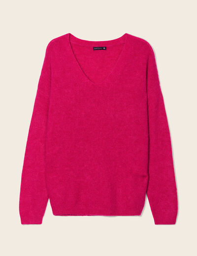 Pull manches longues rose fushia femme