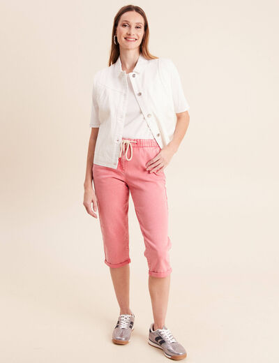 Pantacourt coupe mom rose vif femme