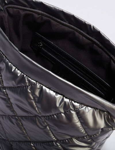 Sac seau matelassé métallisé couleur argent femme