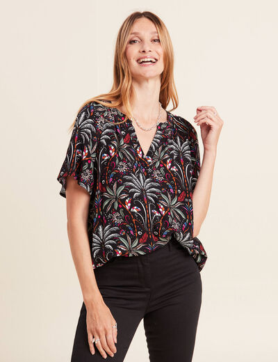 Blouse manches courtes noir femme