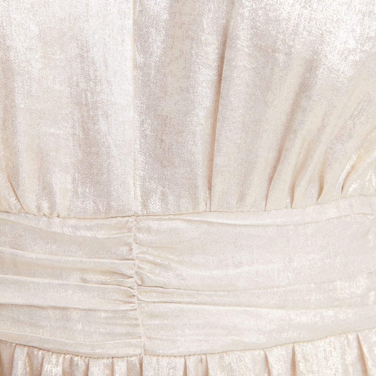 Robe longue évasée métallisée couleur or femme