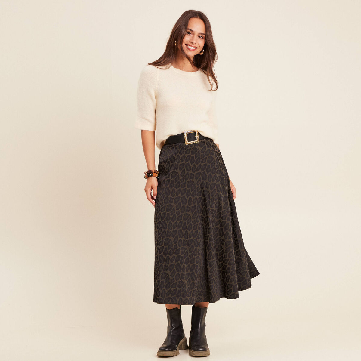 Pull col bateau creme femme