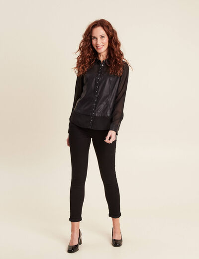 Chemise manches longues noir femme