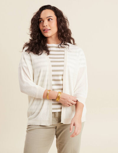 Gilet manches 3/4 ecru femme
