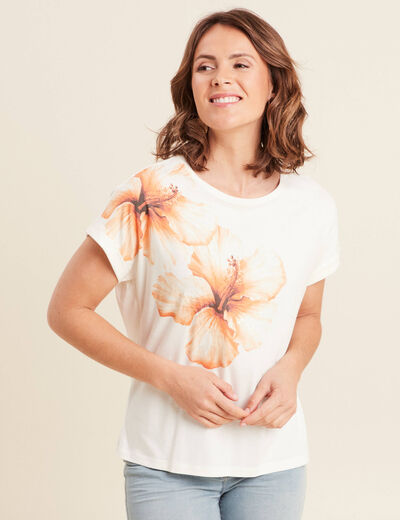 T-shirt manches courtes ecru femme