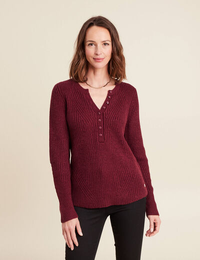 Pull manches longues bordeaux femme