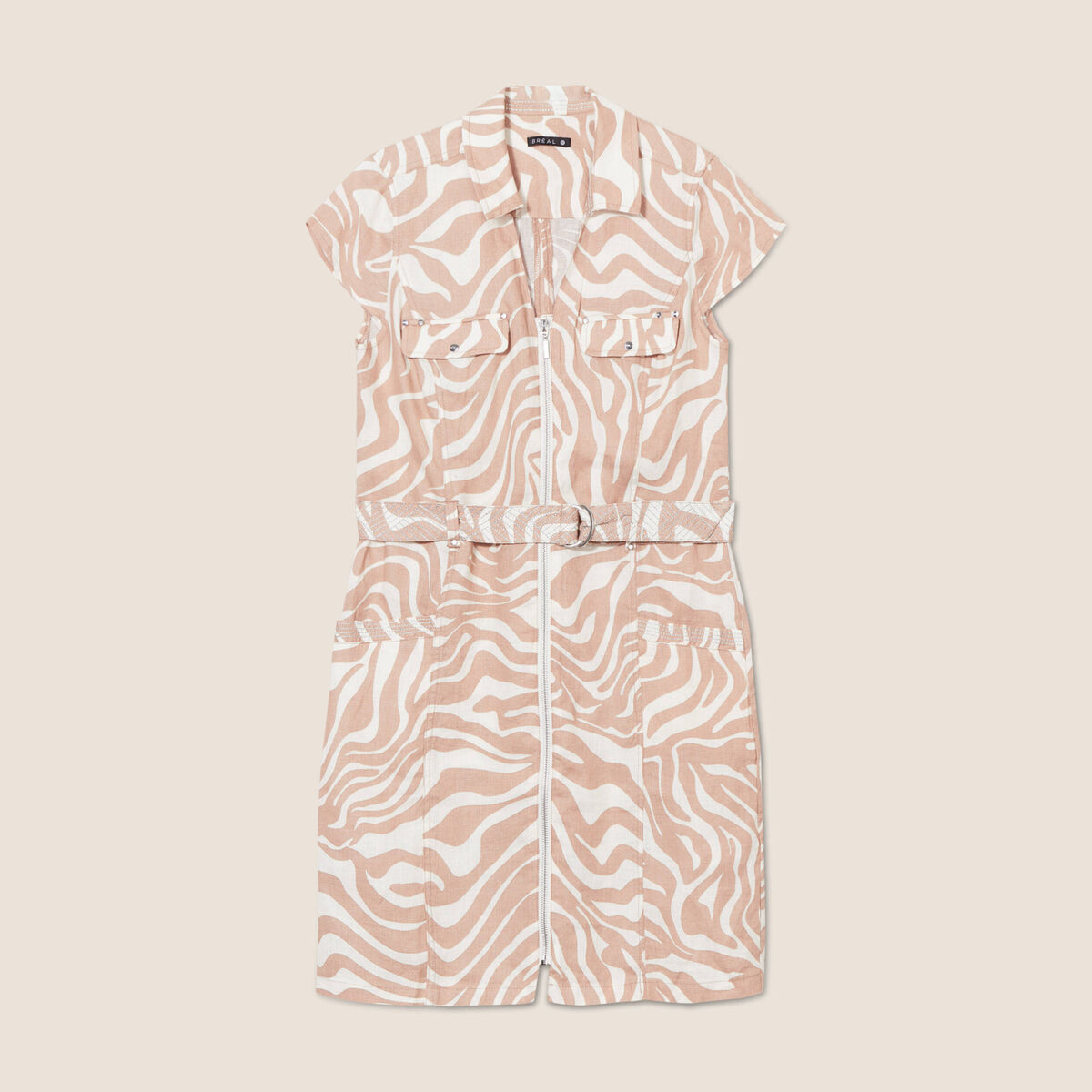 Robe droite zippée beige femme