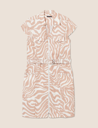 Robe droite zippée beige femme