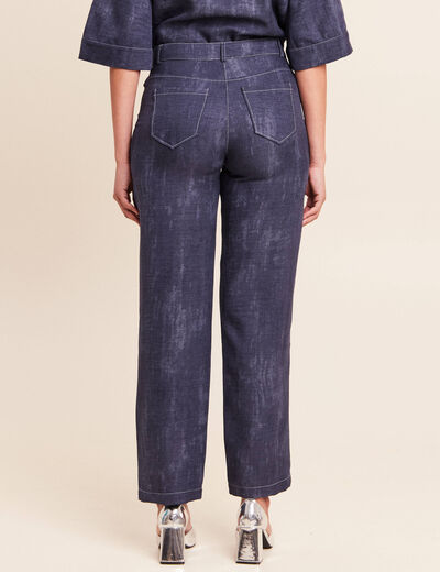 Jean large taille haute 5 poches bleu femme