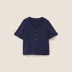 Blouse ample col v manches courtes bleu marine femme