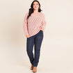 Pull manches longues ajour&eacute; vieux rose femme