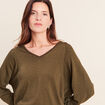 Pull manches longues vert kaki femme