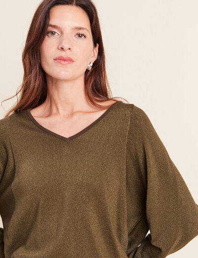 Pull manches longues vert kaki femme