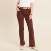 Pantalon bootcut jean ceinture amovible marron foncé femme