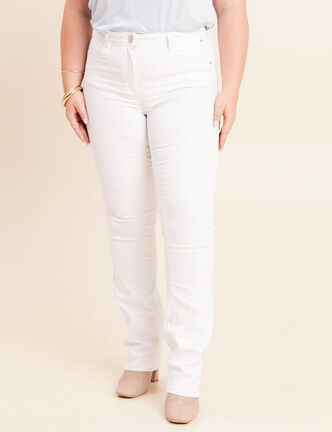Jean coupe droite taille haute blanc femme