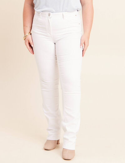 Jean coupe droite taille haute blanc femme