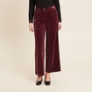 Pantalon large velours bordeaux femme
