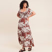 Robe longue &eacute;vas&eacute;e col carr&eacute; marron femme