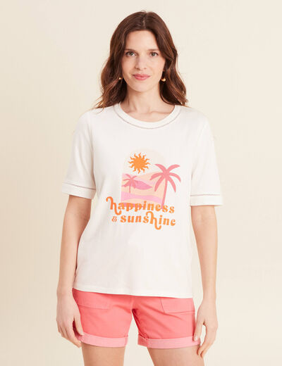T-shirt manches courtes ecru femme