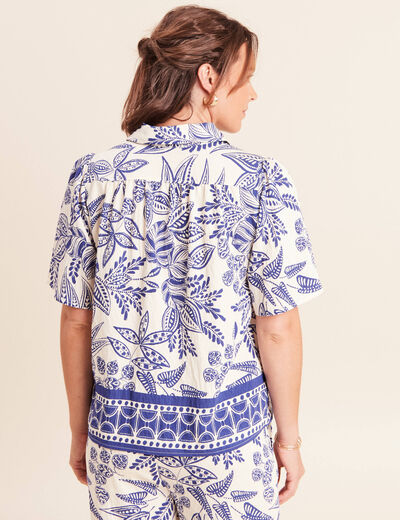Chemise fluide manches courtes bleu femme