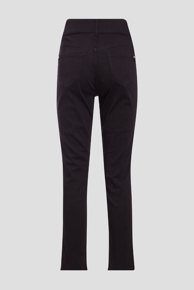 Pantalon ajusté réversible noir femme