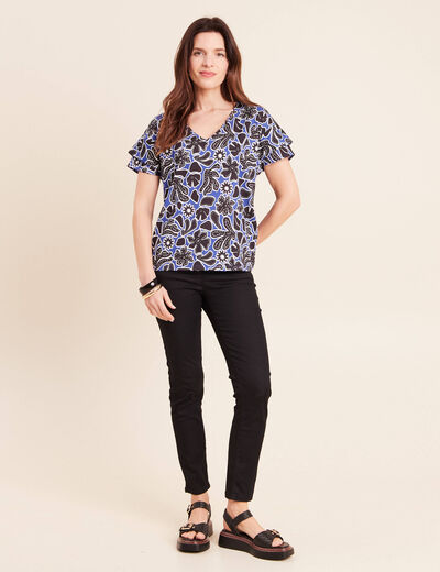 T-shirt manches courtes bleu femme
